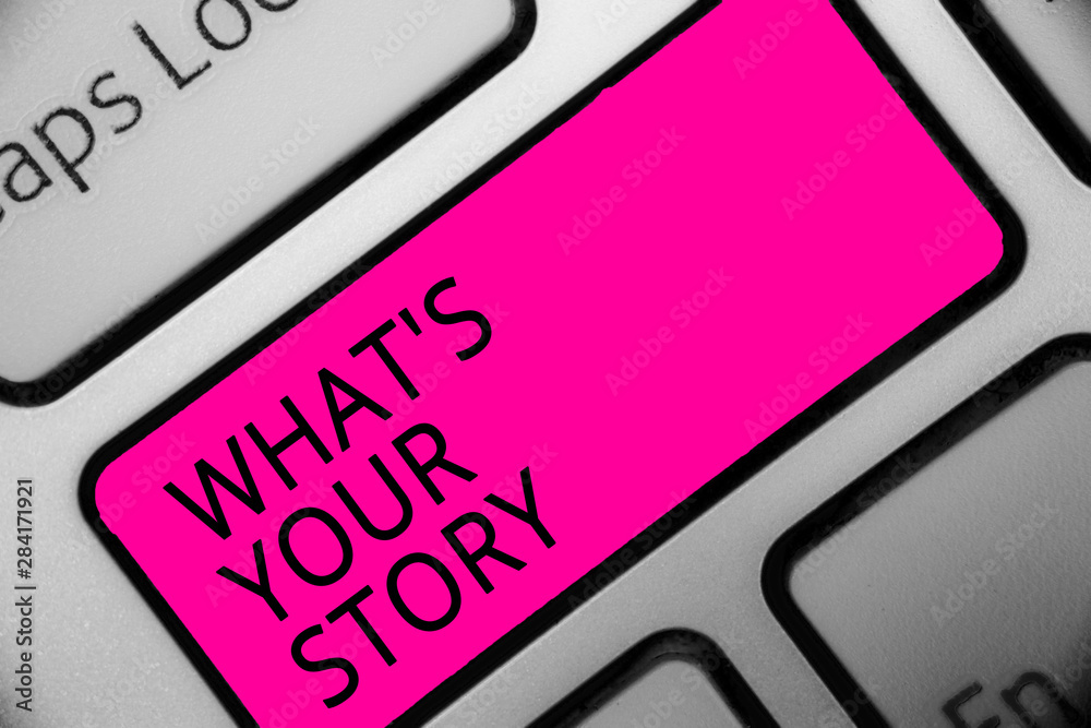 Fototapete conceptual hand writing showing what s is your story. business photo showcasing asking someone tell 