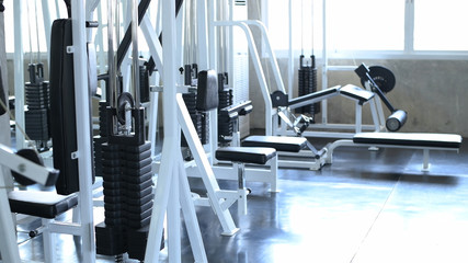 Fototapeta na wymiar The fitness machine is in the gym.