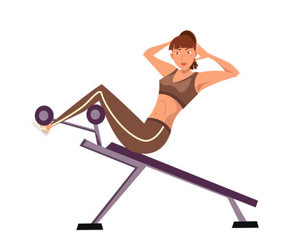 recommend clip art: Sportswoman doing sit ups flat vector illustration