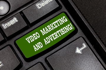 Text sign showing Video Marketing And Advertising. Conceptual photo Promotion campaign optimization...