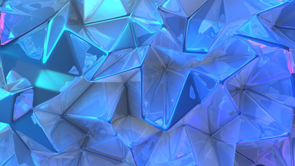 Crystal triangle background. 3d illustration, 3d rendering.