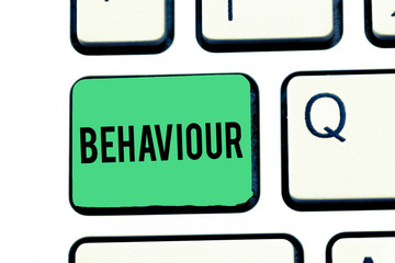 Handwriting text writing Behaviour. Concept meaning way in which one acts conducts oneself...