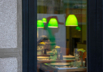 Horizontal side view of empty black signage on business skyscraper with modern architecture and glass windows