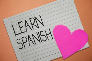 Word writing text Learn Spanish. Business concept for Translation Language in Spain Vocabulary Dialect Speech.