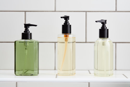Set of bottles with cosmetics