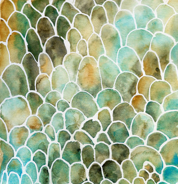 Watercolor hand painted texture reminds snake skin