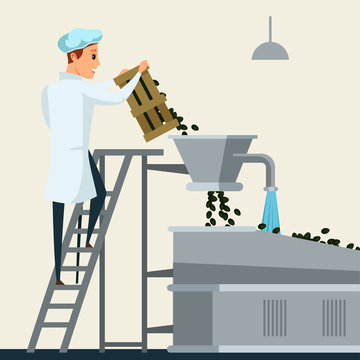 Olive oil production flat vector illustration