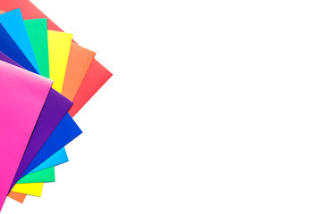Set of multicolored paper isolated on white background. Copy space for text .