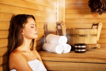 Plakat Young woman relaxing in spa.Healthcare and beauty