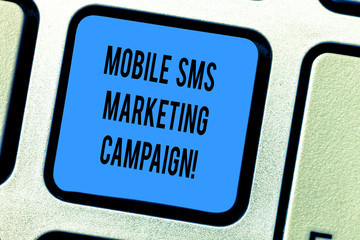 Handwriting text Mobile Sms Marketing Campaign. Concept meaning Advertising communication promotion...