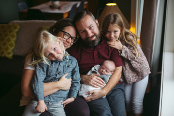 Portrait of family of five.