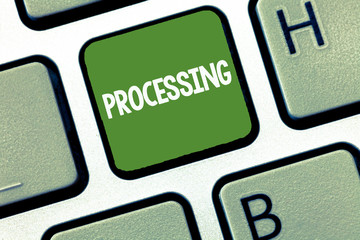 Text sign showing Processing. Conceptual photo Series of mechanical or chemical operations Deal...