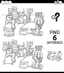 differences color book with cats animal characters