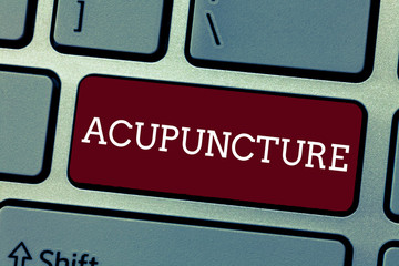 Conceptual hand writing showing Acupuncture. Business photo showcasing Alternative therapy...