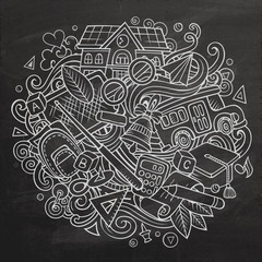 Cartoon cute doodles Back to School illustration