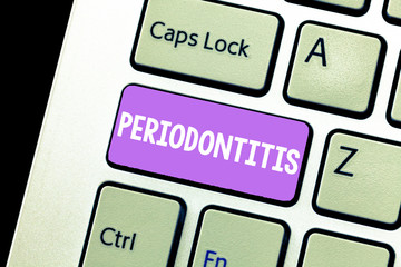 Handwriting text Periodontitis. Concept meaning Swelling of the tissue around the teeth Shrinkage...