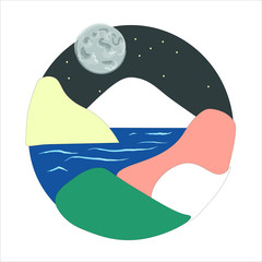 Illustration of a night in the mountains