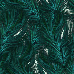 Obraz premium Wzór w ciemnoniebiesko-zielone pióra