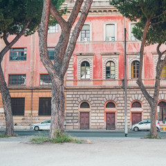 Fototapeta na wymiar Rome/Italy - June, 21, 2019: Old cozy street in Rome, Italy. Rome architecture and landmark.