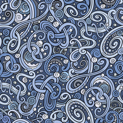 Decorative doodle abstract winter curly seamless pattern