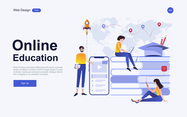 Modern flat design concept of education for website banner and landing page template.Online education, training and courses, learning. Vector illustration.