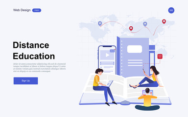 Modern flat design concept of education for website banner and landing page template.Online education, training and courses, learning. Vector illustration.