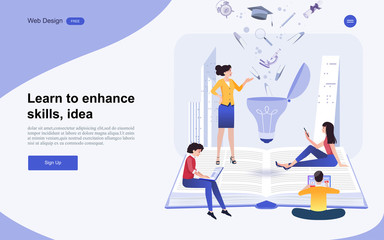 Modern flat design concept of education for website banner and landing page template.Online education, training and courses, learning. Vector illustration.