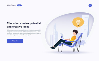 Modern flat design concept of education for website banner and landing page template.Online education, training and courses, learning. Vector illustration.