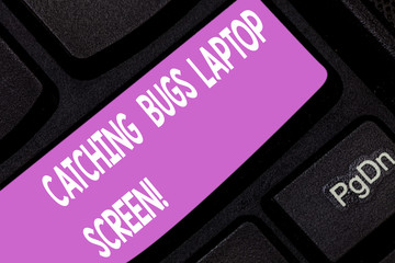 Text sign showing Catching Bugs Laptop Screen. Conceptual photo Computer system protection safety...