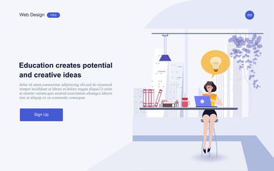 Modern flat design concept of education for website banner and landing page template.Online education, training and courses, learning. Vector illustration.