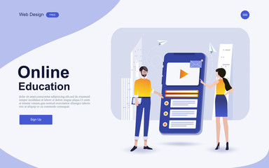 Modern flat design concept of education for website banner and landing page template.Online education, training and courses, learning. Vector illustration.