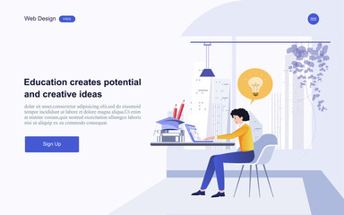 Modern flat design concept of education for website banner and landing page template.Online education, training and courses, learning. Vector illustration.