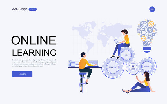 Modern flat design concept of education for website banner and landing page template.Online education, training and courses, learning. Vector illustration.