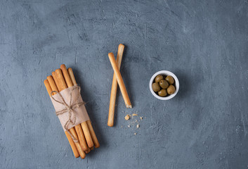 italian stick bread grissini traditional top view