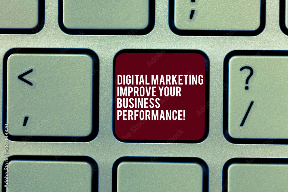 Poster handwriting text digital marketing improve your business perforanalysisce. concept meaning social ne