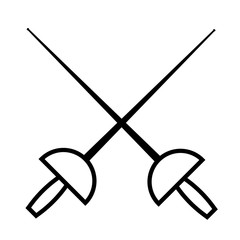 Fencing swords line icon, logo isolated on white background