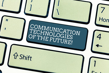 Handwriting text Communication Technologies Of The Future. Concept meaning Modern innovative social...