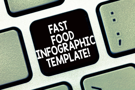 Conceptual hand writing showing Fast Food Infographic Template. Business photo text Design diagrams for give information Keyboard Intention to create computer message keypad idea