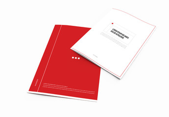 Bifold Brochure Layout with Red Accents