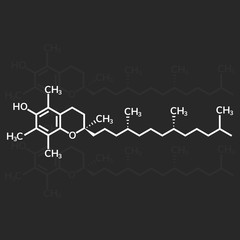 Vitamin E or alpha-tocopherol chemical formula