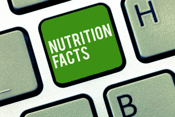 Conceptual hand writing showing Nutrition Facts. Business photo showcasing Detailed information about the nutrients of the food.