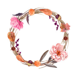 Background banner wreath autumn watercolor for illustrations