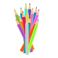 Set of bright colored pencils for drawing.