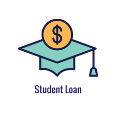 Student Education Icon with imagery depicting the education process and payment