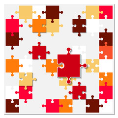 Naklejka premium Abstract background from bright puzzle pieces. The composition is an unfinished puzzle.