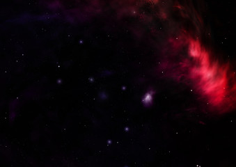 Star field in space and a nebulae. 3D rendering
