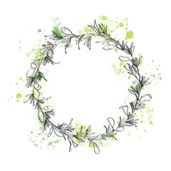 Obraz na płótnie Canvas green floral frame with leaves