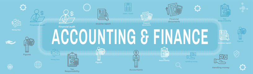 Accountant or Accounting Icon Set & Web Header Banner