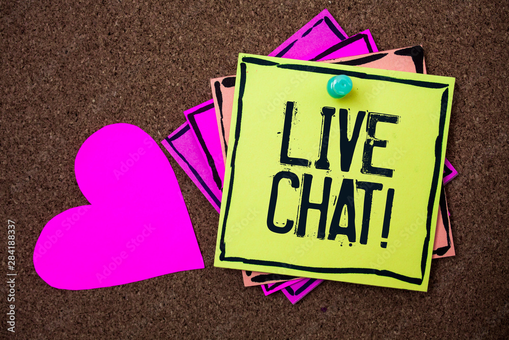 Fototapete text sign showing live chat motivational call. conceptual photo real time media conversation online 
