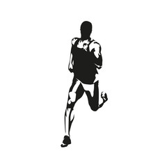 Plakat Runner, front view isolated vector ink drawing, abstract silhouette of marathon runner